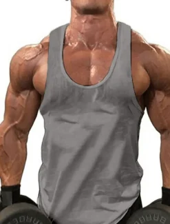 Men's Tank Top Vest Top Undershirt Sleeveless Shirt Sleeveless Round Neck Solid Colored Muscle Sports Gym Black White Yellow Top Tee for Men