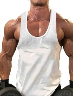 Men's Tank Top Vest Top Undershirt Sleeveless Shirt Sleeveless Round Neck Solid Colored Muscle Sports Gym Black White Yellow Top Tee for Men
