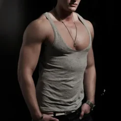 Men's Tank Top Vest Top Undershirt Sleeveless Shirt Solid Color U Neck Street Daily Sleeveless Clothing Apparel Simple Casual Comfortable