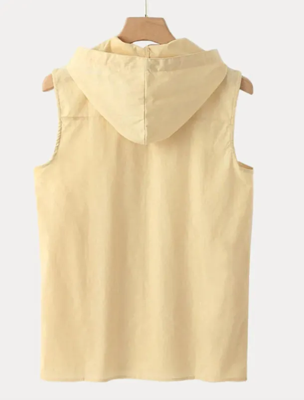 Men's Tank Top Vest Top Undershirt Sleeveless Shirt Sleeveless Hooded Summer Plain Fashion Designer Muscle Outdoor Going out Gym Black White Yellow Top Tee for Men