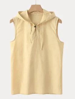 Men's Tank Top Vest Top Undershirt Sleeveless Shirt Sleeveless Hooded Summer Plain Fashion Designer Muscle Outdoor Going out Gym Black White Yellow Top Tee for Men