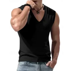 Men's Tank Top Vest Undershirt Sleeveless Shirt Sleeveless V Neck Summer Plain Fashion Classic Comfortable Street Casual Sports Black White Royal Blue Top Tee for Men