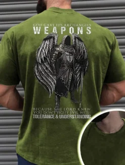 Men's Templar Cross Graphic Prints Old People T Shirt Graphic Tee Cotton Short Sleeves Graphic Shirt Black Navy Blue Green Comfortable Tee Vacation Street Fashion Designer Clothing