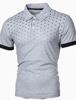 Men's Tennis Shirt Polo Shirt Work Business Collar Polo Collar Short Sleeve Streetwear Basic Graphic Polka Dot Print Regular Fit Black White Wine Navy Blue Blue Orange Tennis Shirt