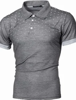 Men's Tennis Shirt Polo Shirt Work Business Collar Polo Collar Short Sleeve Streetwear Basic Graphic Polka Dot Print Regular Fit Black White Wine Navy Blue Blue Orange Tennis Shirt