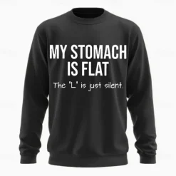 Men's Text Funny Slang Sweatshirt Fashion Daily Long Sleeve Crew Neck Black White Crewneck 3D All Seasons Designer