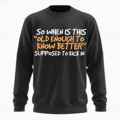 Men's Text Funny Slang Sweatshirt Fashion Daily Long Sleeve Crew Neck Black Red Crewneck 3D Graphic All Seasons Designer