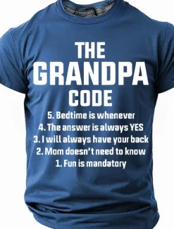 Men's The Grandpa Code Funny Slang T Shirt Funny Family Short Sleeve T shirt 3D Print Crew Neck Shirt Fashion Basic Street Casual Daily Black White Red Summer Spring Clothing Apparel