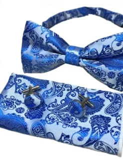 Men's Ties Bow Tie Pocket Square Cufflinks Sets Bow Tie Gift Box Work Wedding Gentleman Jacquard