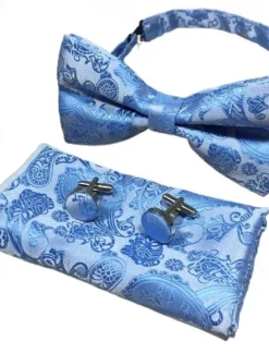 Men's Ties Bow Tie Pocket Square Cufflinks Sets Bow Tie Gift Box Work Wedding Gentleman Jacquard