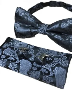 Men's Ties Bow Tie Pocket Square Cufflinks Sets Bow Tie Gift Box Work Wedding Gentleman Jacquard