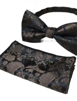 Men's Ties Bow Tie Pocket Square Cufflinks Sets Bow Tie Gift Box Work Wedding Gentleman Jacquard