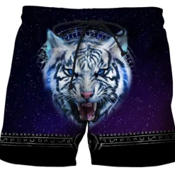 Men's Tiger Letter Swim Trunks Swim Shorts Board Shorts Mid Waist Hawaiian Boho Outdoor Holiday Going out Pocket Elastic Waist Drawstring Designer Clothing Apparel