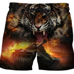 Men's Tiger Letter Swim Trunks Swim Shorts Board Shorts Mid Waist Hawaiian Boho Outdoor Holiday Going out Pocket Elastic Waist Drawstring Designer Clothing Apparel