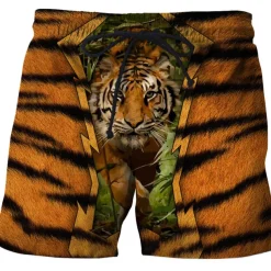 Men's Tiger Letter Swim Trunks Swim Shorts Board Shorts Mid Waist Hawaiian Boho Outdoor Holiday Going out Pocket Elastic Waist Drawstring Designer Clothing Apparel