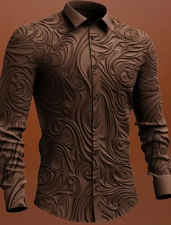 Men's Totem Shirt Button Up Shirt Long Sleeve Vintage Gothic Outdoor Halloween Street Fall & Winter Turndown Buttons Print Black Purple Green khaki