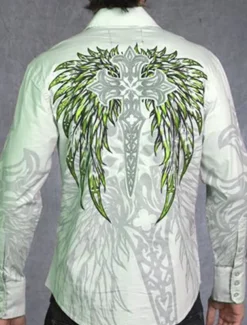 Men's Totem Shirt Western Shirt Cowboy Shirt Long Sleeve Fashion Designer Casual Outdoor Holiday Fall & Winter Turndown Print Button-Down White Purple Green Blue+Blue Gray