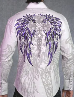 Men's Totem Shirt Western Shirt Cowboy Shirt Long Sleeve Fashion Designer Casual Outdoor Holiday Fall & Winter Turndown Print Button-Down White Purple Green Blue+Blue Gray