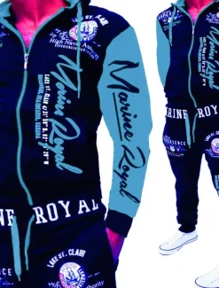 Men's Tracksuit Hooded Sports & Outdoor Daily Holiday Soft Color Block Letter Yellow Pink Red Activewear Streetwear Sport Spring & Fall