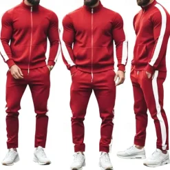 Men's Tracksuit Jogging Suit 2 Piece Casual Fall Long Sleeve Breathable Soft Fitness Gym Workout Running Sportswear Activewear Color Block Black Yellow Army Green