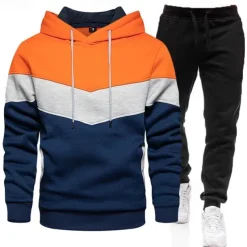 Men's Tracksuit Jogging Suit 2 Piece Casual Fall Long Sleeve Breathable Soft Fitness Gym Workout Running Sportswear Activewear Color Block Dark Khaki White Yellow