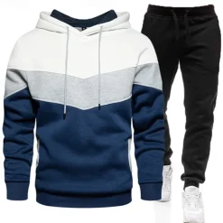 Men's Tracksuit Jogging Suit 2 Piece Casual Fall Long Sleeve Breathable Soft Fitness Gym Workout Running Sportswear Activewear Color Block Dark Khaki White Yellow