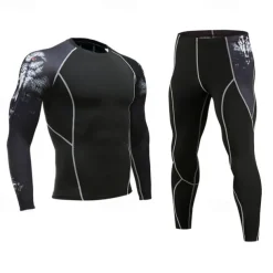 Men's Tracksuit Jogging Suit 2 Piece Casual Fall Long Sleeve Breathable Quick Dry Fitness Gym Workout Running Sportswear Activewear Color Block Black Yellow Red