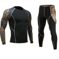 Men's Tracksuit Jogging Suit 2 Piece Casual Fall Long Sleeve Breathable Quick Dry Fitness Gym Workout Running Sportswear Activewear Color Block Black Yellow Red