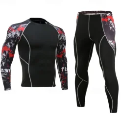 Men's Tracksuit Jogging Suit 2 Piece Casual Fall Long Sleeve Breathable Quick Dry Fitness Gym Workout Running Sportswear Activewear Color Block Black Yellow Red