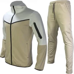 Men's Tracksuit Jogging Suit 2 Piece Full Zip Casual Fall Long Sleeve Breathable Soft Fitness Gym Workout Running Sportswear Activewear Color Block Gray Black Black Orange