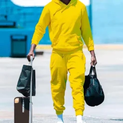 Men's Tracksuit Jogging Suit 2 Piece Casual Fall Long Sleeve Thermal Warm Soft Fitness Gym Workout Running Sportswear Activewear Solid Colored Dark Grey Dark Khaki Black