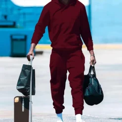 Men's Tracksuit Jogging Suit 2 Piece Casual Fall Long Sleeve Thermal Warm Soft Fitness Gym Workout Running Sportswear Activewear Solid Colored Dark Grey Dark Khaki Black