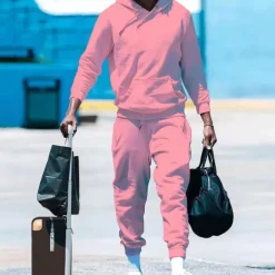 Men's Tracksuit Jogging Suit 2 Piece Casual Fall Long Sleeve Thermal Warm Soft Fitness Gym Workout Running Sportswear Activewear Solid Colored Dark Grey Dark Khaki Black