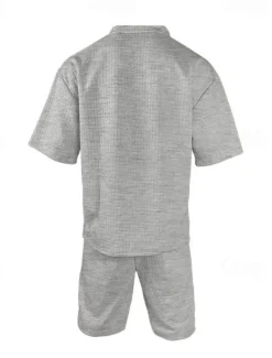 Men's Tracksuit Outfit Set Shorts Crew Neck Outdoor Daily Sports Pocket Drawstring 2 Piece Plain Black White Khaki Polyester Activewear Classic Casual Summer