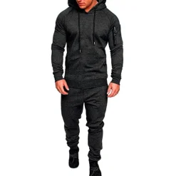 Men's Tracksuit Sweatsuit 2 Piece Street Summer Long Sleeve Cotton Thermal Warm Breathable Moisture Wicking Fitness Gym Workout Running Sportswear Activewear Solid Colored Dark Grey Black Light Grey