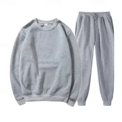 Men's Tracksuit Sweatsuit Jogging Suits Black Blue Orange Light Grey Crew Neck Plain 2 Piece Sports & Outdoor Daily Holiday Streetwear Basic Casual Spring & Fall Clothing Apparel Hoodies Sweatshirts