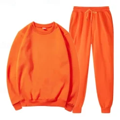 Men's Tracksuit Sweatsuit Jogging Suits Black Blue Orange Light Grey Crew Neck Plain 2 Piece Sports & Outdoor Daily Holiday Streetwear Basic Casual Spring & Fall Clothing Apparel Hoodies Sweatshirts