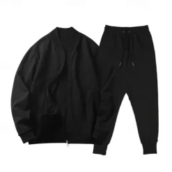 Men's Tracksuit Sweatsuit Full Zip Sweatshirt Black Yellow Army Green Red Navy Blue Standing Collar Color Block 2 Piece Sports & Outdoor Daily Holiday Streetwear Basic Casual Spring & Fall Clothing