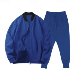 Men's Tracksuit Sweatsuit Full Zip Sweatshirt Black Yellow Army Green Red Navy Blue Standing Collar Color Block 2 Piece Sports & Outdoor Daily Holiday Streetwear Basic Casual Spring & Fall Clothing