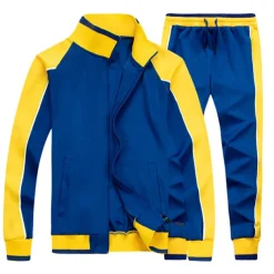 Men's Tracksuit Sweatsuit Jogging Suits Black Blue Green Gray Standing Collar Color Block Patchwork 2 Piece Sports & Outdoor Daily Sports Basic Casual Big and Tall Fall Spring Clothing Apparel Hoodies