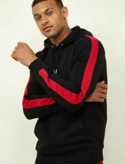 Men's Tracksuit Sweatsuit Activewear Set Pullover Hoodie Sweatshirt Jogging Suits Black White Yellow Red Dark Gray Hooded Solid Color Stripes Sports & Outdoor Going out Sportswear Sportswear Workout