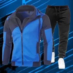 Men's Tracksuit Sweatsuit 2 Piece Athletic Winter Long Sleeve Thermal Warm Breathable Soft Fitness Running Jogging Sportswear Activewear Color Block Dark Grey White Red