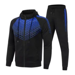 Men's Tracksuit Sweatsuit 2 Piece Full Zip Casual Winter Long Sleeve Thermal Warm Breathable Moisture Wicking Fitness Gym Workout Running Sportswear Activewear Navy Black White