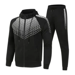 Men's Tracksuit Sweatsuit 2 Piece Full Zip Casual Winter Long Sleeve Thermal Warm Breathable Moisture Wicking Fitness Gym Workout Running Sportswear Activewear Navy Black White