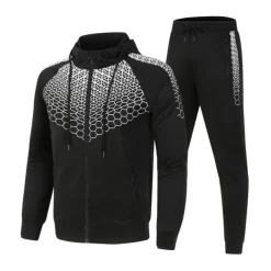 Men's Tracksuit Sweatsuit 2 Piece Full Zip Casual Winter Long Sleeve Thermal Warm Breathable Moisture Wicking Fitness Gym Workout Running Sportswear Activewear Navy Black White