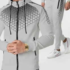 Men's Tracksuit Sweatsuit 2 Piece Full Zip Casual Winter Long Sleeve Thermal Warm Breathable Moisture Wicking Fitness Gym Workout Running Sportswear Activewear Navy Black White