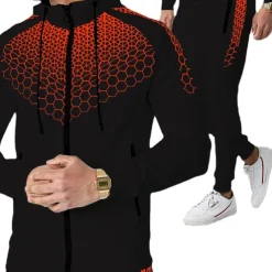 Men's Tracksuit Sweatsuit 2 Piece Full Zip Casual Winter Long Sleeve Thermal Warm Breathable Moisture Wicking Fitness Gym Workout Running Sportswear Activewear Navy Black White