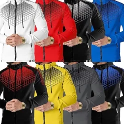 Men's Tracksuit Sweatsuit 2 Piece Full Zip Casual Winter Long Sleeve Thermal Warm Breathable Moisture Wicking Fitness Gym Workout Running Sportswear Activewear Navy Black White