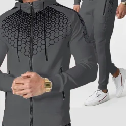 Men's Tracksuit Sweatsuit 2 Piece Full Zip Casual Winter Long Sleeve Thermal Warm Breathable Moisture Wicking Fitness Gym Workout Running Sportswear Activewear Navy Black White