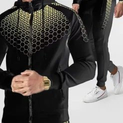 Men's Tracksuit Sweatsuit 2 Piece Full Zip Casual Winter Long Sleeve Thermal Warm Breathable Moisture Wicking Fitness Gym Workout Running Sportswear Activewear Navy Black White